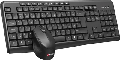 Image de Clavier C-TECH WLKMC-04, ensemble combo sans fil avec souris, noir, USB, CZ/SK