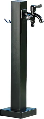 Productafbeelding van Waterkolom Buiten - Kraanpaal Roestvrij - Tuin Besproeien - Dubbele Waterinlaat - 60 cm - Zwart