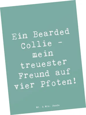 Produktbild von Mr. & Mrs. Panda Postkarte Spruch Bearded Collie Freund - Meeresbrise - Geschenk, bildkarte, kuscheln, Postkarten, Ansichtskarte, Hunderassen Eigenschaften, Grußkarte