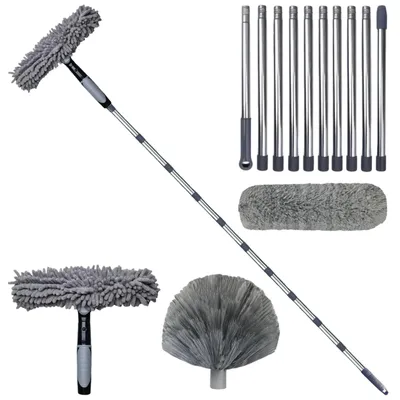 Teleskop-Staubwedel 3-in-1 Set, 1,5–4,9 m, Mikrofaser, Fensterwischer