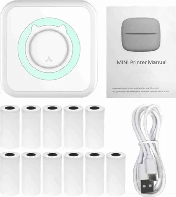 Produktbild von All-in-One Mini-Fotodrucker – Tragbar, kabellos, Bluetooth, kompatibel mit iOS & Android, Sofortdruck für Smartphones, inkl. 11 Papierrollen (57mm)