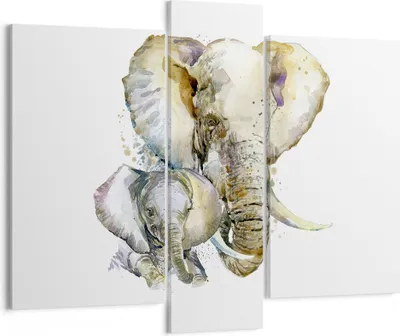 Produktbild von Bild auf Leinwand - Leinwandbild - Elefanten tier safari afrika - 95x80cm - Wand Bild - Wanddeko - Leinwanddruck - Bilder - Kunstdruck - Wanddekoration - Leinwand bilder - Wandkunst - CB95x80-2884
