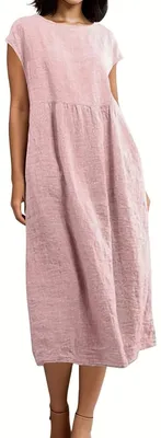 Productafbeelding van Currero Linnen Jurk Dames Roze S