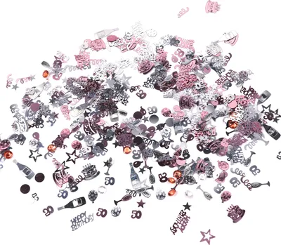 Produktbild von Oblique Unique Konfetti 50. Geburtstag Jubiläum Zahl 50 Happy Birthday Mix als Tisch Deko Streudeko - rosé silber