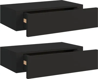 Immagine prodotto di vidaXL vidaXL - Mensola a muro - 2 - pezzi - con - cassetto - 40x23,5x10 - cm - MDF - nero