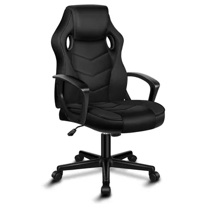 Produktbild von ALFORDSON Racing Schreibtischstuhl, Ergonomischer höhenverstellbarer & gepolsterter 150 kg belastbarer Bürostuhl, Drehbarer PC-Gaming-Stuhl, Schwarz