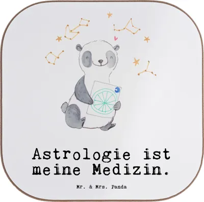 Produktbild von Mr. & Mrs. Panda Tassen Untersetzer Panda Astrologie - Weiß - Geschenk, Sternbilder, Tassenuntersetzer, Glas, Horoskop, unterleger, Tischuntersetzer, für Gläser