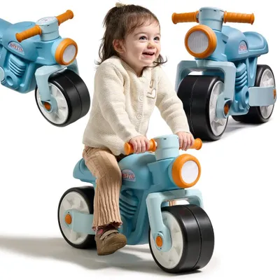Produktbild von Falk Aufsitzfahrzeug „Quiet Wheels“ mit Motor, Modell „Prem1er“, Retro-Blau, ab 1 Jahr