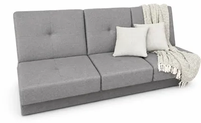 Zdjęcie produktu dla Wersalka JUSTYNA rozkładana 204 cm z funkcją spania 192x120 i pojemnikiem na pościel, Lux, jasnoszara, Furnito