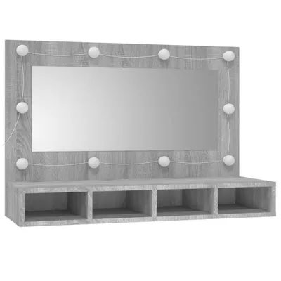 Obrázek produktu pro Zrcadlová skříňka s LED šedá sonoma 90 x 31,5 x 62 cm