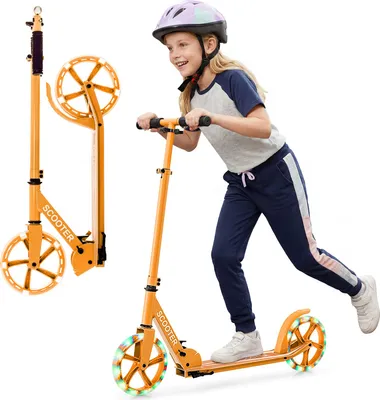 Zdjęcie produktu dla Składana hulajnoga COSTWAY, hulajnoga miejska o nośności 100 kg, sportowa hulajnoga, hulajnoga z 2 kołami LED i łożyskami kulkowymi ABEC-7