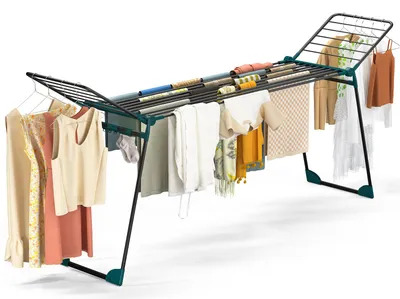Produktbild von VOUNOT® Wäscheständer ausziehbar Flügelwäscheständer klappbar 284x55x122cm Schwarz