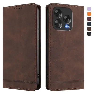 Image de Etui pour ZTE Blade V70 Vita/Blade V70 Design, étui rétro en cuirPolyuréthaneavec support et fentes pour cartes de crédit Marron