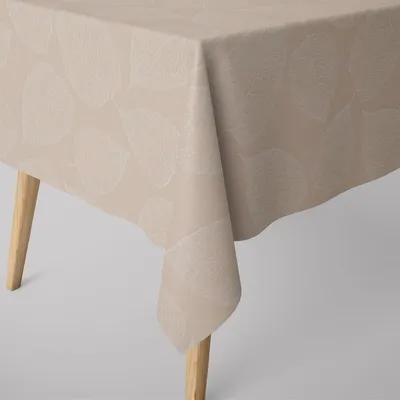Produktbild von SCHÖNER LEBEN. Tischdecke Jacquard Blätter hellbeige weiß Größe 120x120cm