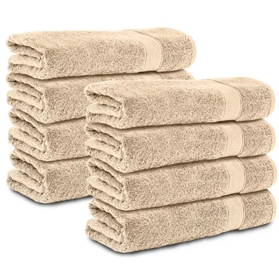 Produktbild von Komfortec 8er Duschtücher 70x140 cm Set aus 100% Baumwolle, 470g/m², Frottee, Weich, Beige