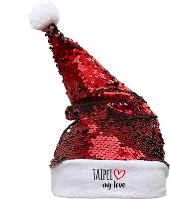 Produktbild von Huuraa Weihnachtsmütze Taipei my love Geschenk Pailletten Rot/Weiß Filz Taipei Geschenkidee