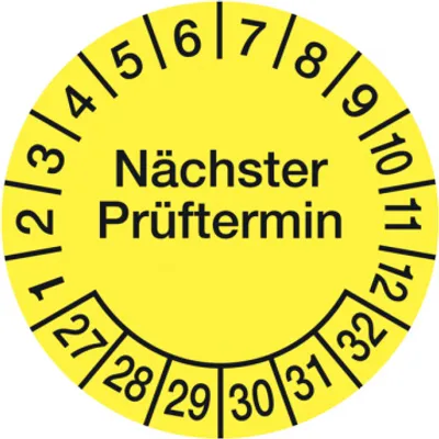 Produktbild von Dreifke® Aufkleber Prüfplakette, Nächster Prüftermin, Folie, gelb/schwarz, Ø ...