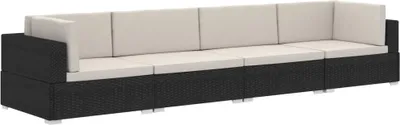 Zdjęcie produktu dla vidaXL 4-częściowa sofa ogrodowa z poduszkami z czarnego polirattanu
