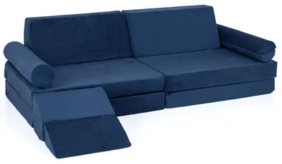 Immagine prodotto di Set di divani da gioco in schiuma per bambini, 10 pezzi, per arrampicarsi e gattonare, blu