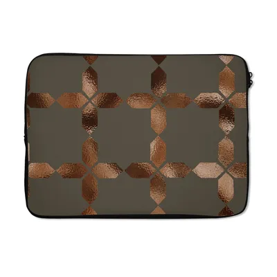 Produktbild von MuchoWow® Laptop Hülle 13 Zoll Muster - Luxus - Bronze - Linie Laptoptasche - Laptophülle - Sleeve - Rundumschutz