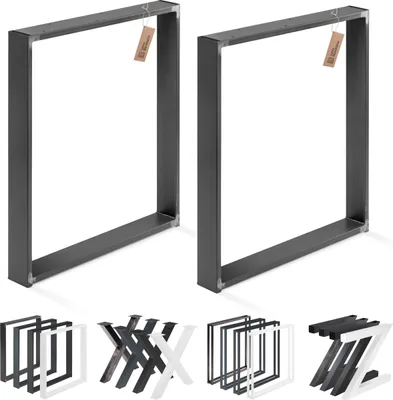 Produktbild von LAMO Manufaktur Tischbeine für Schreibtisch Esstisch, Simple Light, Vierkantprofil 60x20 mm, Tischgestell 80x72 cm (BxH), Rohstahl mit Klarlack, 2 Stück, LTS-01-E-FF-0000