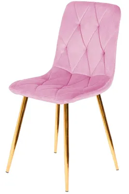 Produktbild von Eleganter Esszimmerstuhl Samt Beige mit goldfarbenen Metallbeinen - Polsterstuhl modern, gepolstert, stabil, Wohnzimmerstuhl für Esszimmer, Küche & Home Office (Rosa)