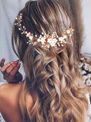 Image de BeniBoa® : Diadème pour mariée orné de cristaux, de perles et de fleurs artificielles – accessoire flexible pour les cheveux, avec des rubans et des épingles à cheveux, disponible en argent, or ou or rose