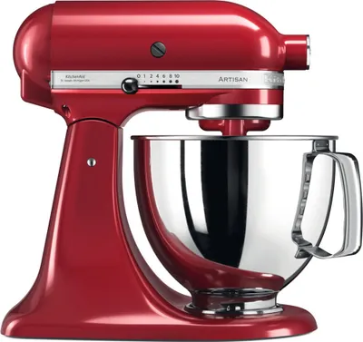 Produktbild von KitchenAid 5КСМ125ЕЕР+5КСМВСА, 4,83 l, Rot, 58 RPM, 220 RPM, 2,25 kg, 1,22 m