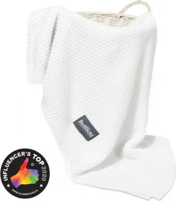 Produktbild von Bellochi Babydecke für Mädchen und Junge - 100% Bambus - Kuscheldecke Kinder Erstlingsdecke Strickdecke - für den Sommer - Superweich Atmungsaktiv - 100x80 cm bianchi
