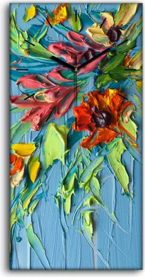 Produktbild von Leinwand Uhr Küche Wohnzimmer Bild Geräuschlos 30x60 Ölgemälde Blumen Kunst - schwarze Hände