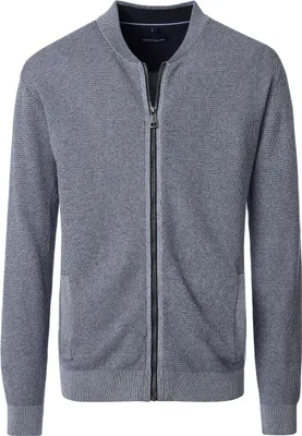 Produktbild von CASAMODA Herren Strickjacke Collegekragen Zipper Regular Blau 6XL