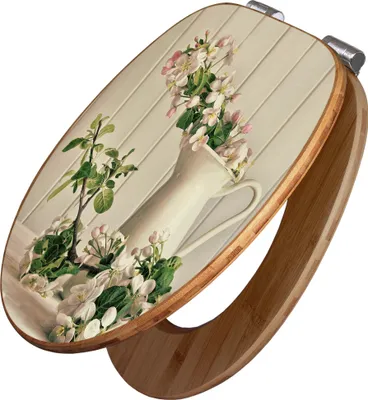 Produktbild von banjado Design WC Sitz Bambus Absenkautomatik -Stillleben Kirschblüten - Toilettendeckel mit Absenkautomatik Holz/hochwertiger Bambus Klodeckel/WC-Sitz für alle gängigen Toiletten [TDB2 10539]