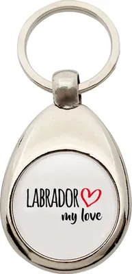 Produktbild von Huuraa Schlüsselanhänger Labrador my love Metall Schlüsselring Einkaufswagenchip Geschenkidee