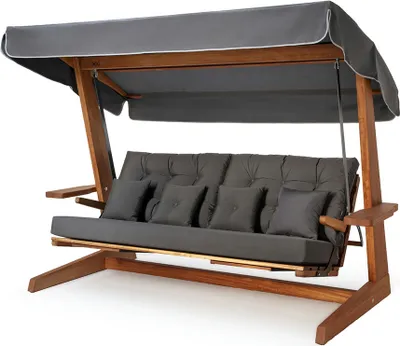 Obrázok produktu pre Westmann Hollywoodska hojdačka z dreva Iroko Luna 2600 antracit 139x260x195 cm