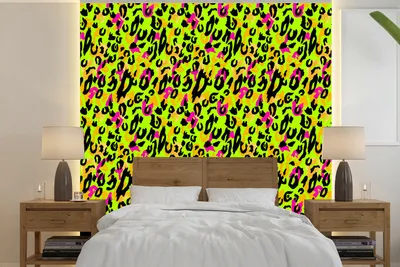Produktbild von MuchoWow® Fototapete für Wohnzimmer oder Schlafzimmer Wandtapete Vinyl Motivtapete Pantherdruck - Neon - Gelb - Rosa - 280x280 cm - Hintergrundbild