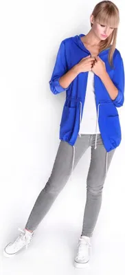 Produktbild von Damen Cardigan Sweater Jacke mit Kapuze; S/M; Blau