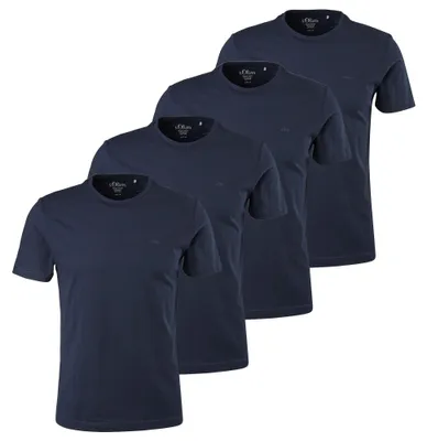 Produktbild von s.Oliver Herren T-Shirt, 4er Pack - Basic, Rundhals, Baumwolle, einfarbig Dunkelblau M
