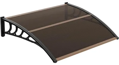 Image de Avant-toit, en aluminium et polycarbonate, design résistant aux intempéries, couleur marron