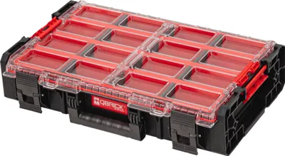 Produktbild von Qbrick System ONE Organizer XL 2.0 Long Bin stapelbar 582 x 387 x 131 mm 13,5 l IP66 mit 4 Inlays und 12 Trennwände
