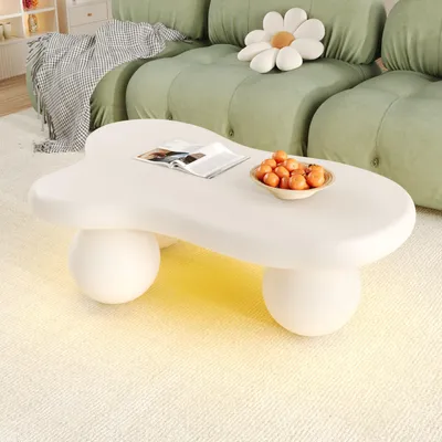 Produktbild von Couchtisch im Wolkenstil mit LED-Beleuchtung – 16 Farben wählbar, Coffee Table, Wolkenform-Design, Rundbein-Design