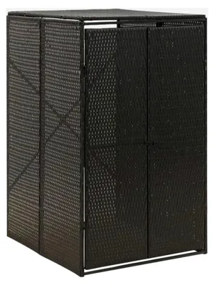 Produktbild von Mülltonnenbox für 1 Tonne Schwarz 70x80x117 cm aus Poly Rattan