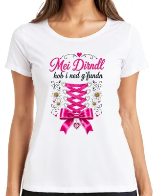 Productafbeelding van , traditionele kleding: Dirndl, lederen broek, dames T-shirt, wit, maat L
