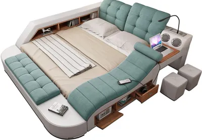 Produktbild von Chesterfield Doppel Luxus Design Bett 180x200 Multifunktionsbett Neu JVmoebel