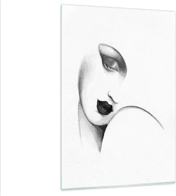 Produktbild von Bilder auf glas - Einteilig - Porträt Frau Skizze - 80x120cm - Glasbilder - Wandbilder - Bilder - zum Aufhängen bereit - Wanddekoration aus Glas - Glas Bilder - Wandbild auf Glas - GPA80x120-4475