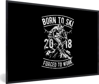 Produktbild von MuchoWow® MuchoWow® Gerahmtes Poster Ski - Berg - Retro 90x60 cm - Poster mit zchwarzem Bilderrahmen - Fotorahmen - Foto-Plakat