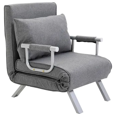 Produktbild von Relaxstuhl mit Schlaf-Funktion – Grau – 65 x 69 x 80 cm – Bequemer Sessel und Gästebett