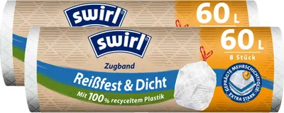 Produktbild von 2 x Swirl Zugband Müllbeutel 60L ( 8 stk./ Rolle )