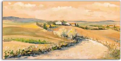 Produktbild von Coloray Acrylbild 140x70  Wandbild Acrylbilder Foto Toskanische Landschaft Aquarelle
