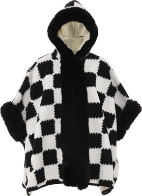 Immagine prodotto di Poncho lavorato a maglia OSHA da donna - nero bianco lana, M