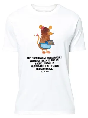 Produktbild von Mr. & Mrs. Panda Größe L T-Shirt Maus Kekse - Weiß - Geschenk, Shirt, Tshirt, Plätzchen, mit Spruch, Weihnachten, Winter, Backen